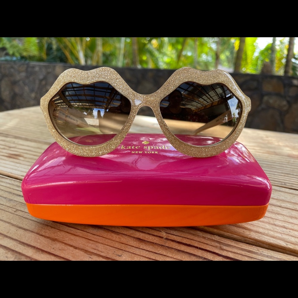 Kate Spade Sunglasses - Gold Glitter Lip Sunglasses